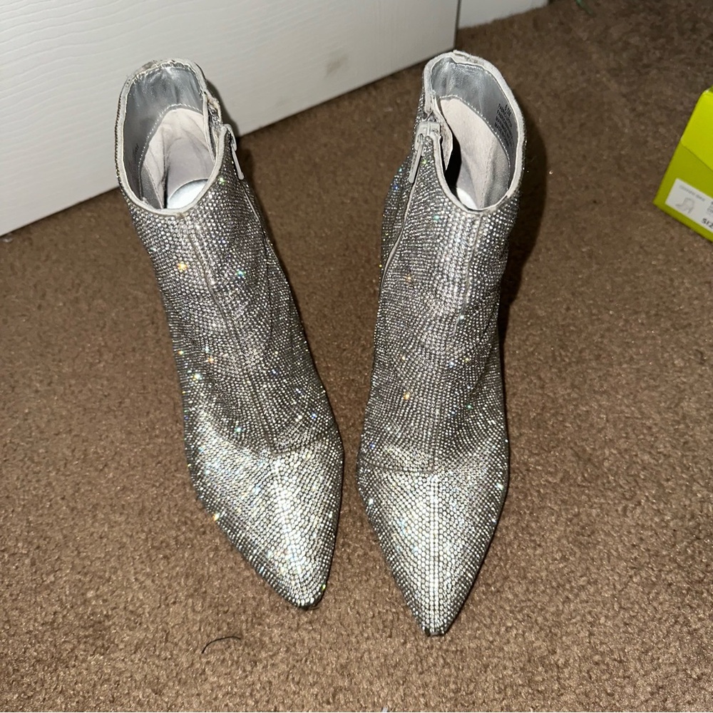 Gianni Bini Sparkling Silver Ankle Booties